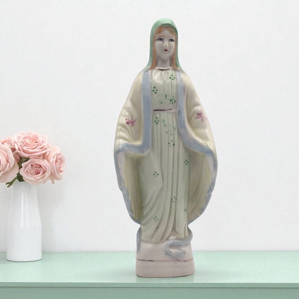 Vintage Porcelain Virgin Mary Statue, Immaculate Conception Figurine Catholic